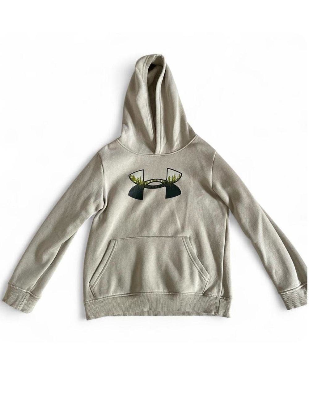 Under Armour Beige Pullover Hoodie with Graphic Logo